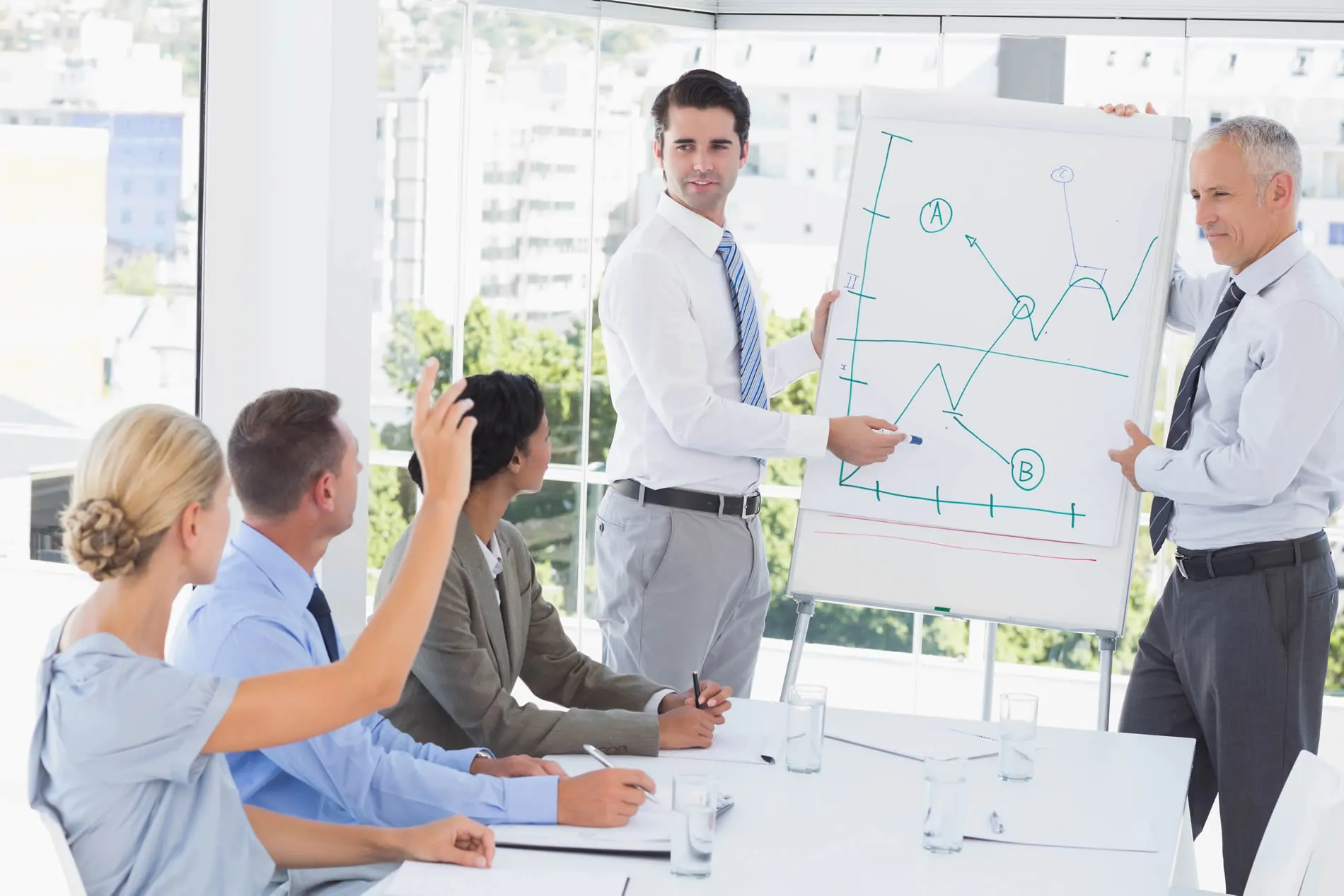 Emerging Web Design Trends 2026 - A man pointing at a whiteboard containing a Graph.
